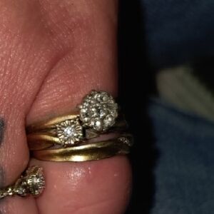 Gold and Silver Women's Ring with Sparkling Accents